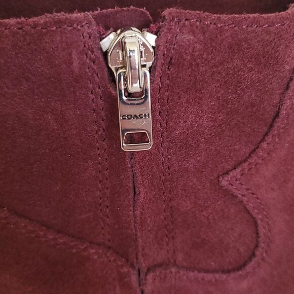 Coach Women's Danni Suede Booties Wine Size 7.5 - Picture 6 of 14